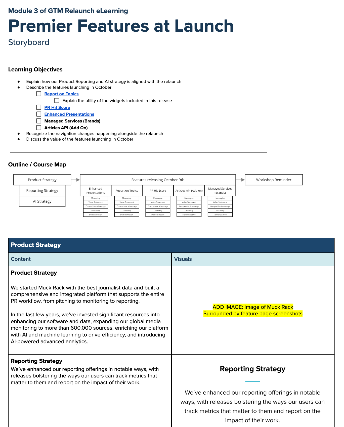 Storyboards and course production artifacts